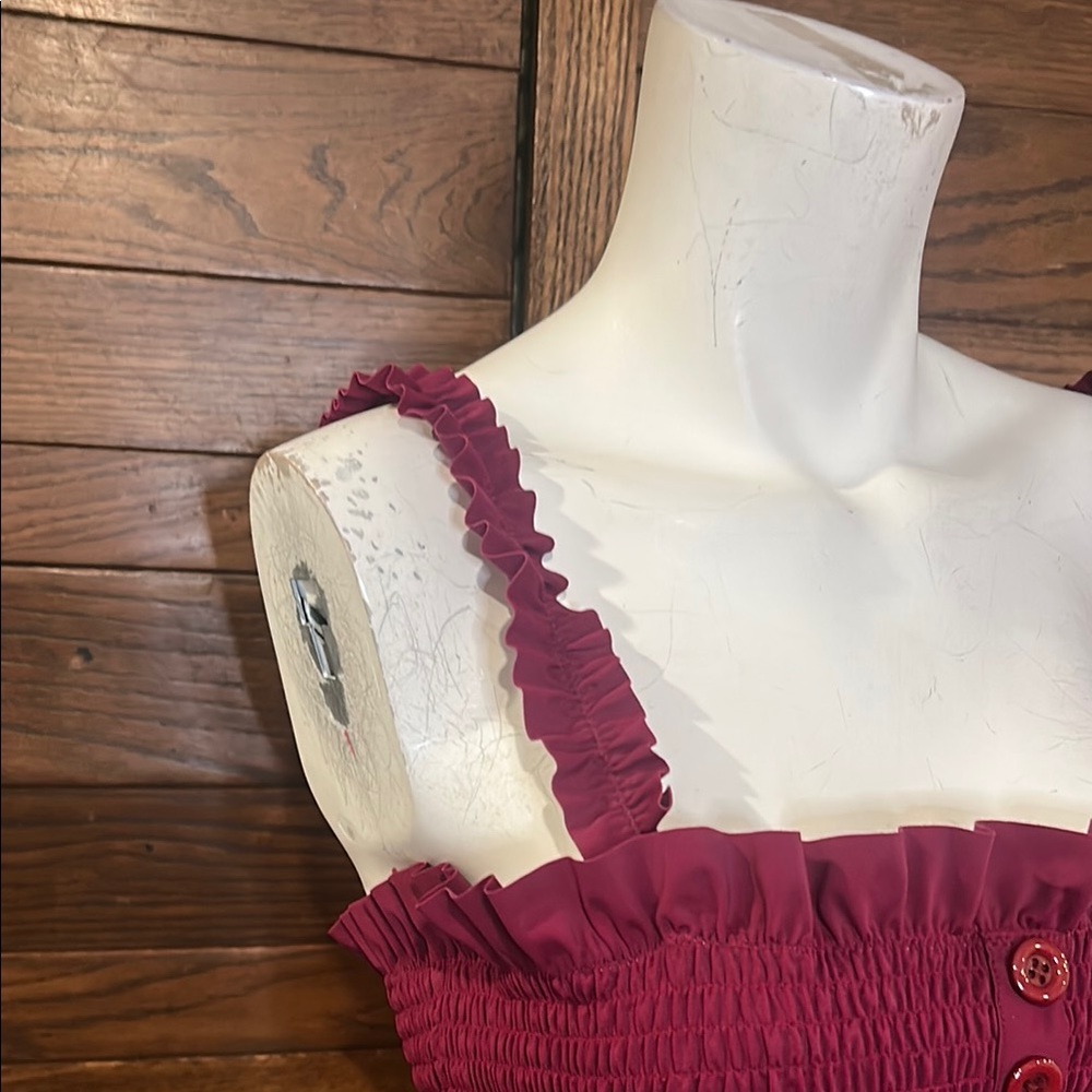 Zaful Burgundy Ruffled Bikini Set - Picture 3 of 7
